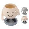 Flower Pot Cute Smile Standing Succulent Flowerpot Fadeless Resin Plant Pot for Garden Courtyard Caf