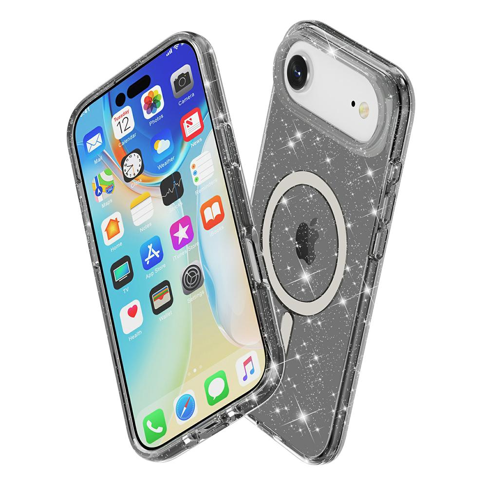 For iPhone 17 Air Case Compatible with MagSafe Glitter Powder PC+TPU Phone Cover