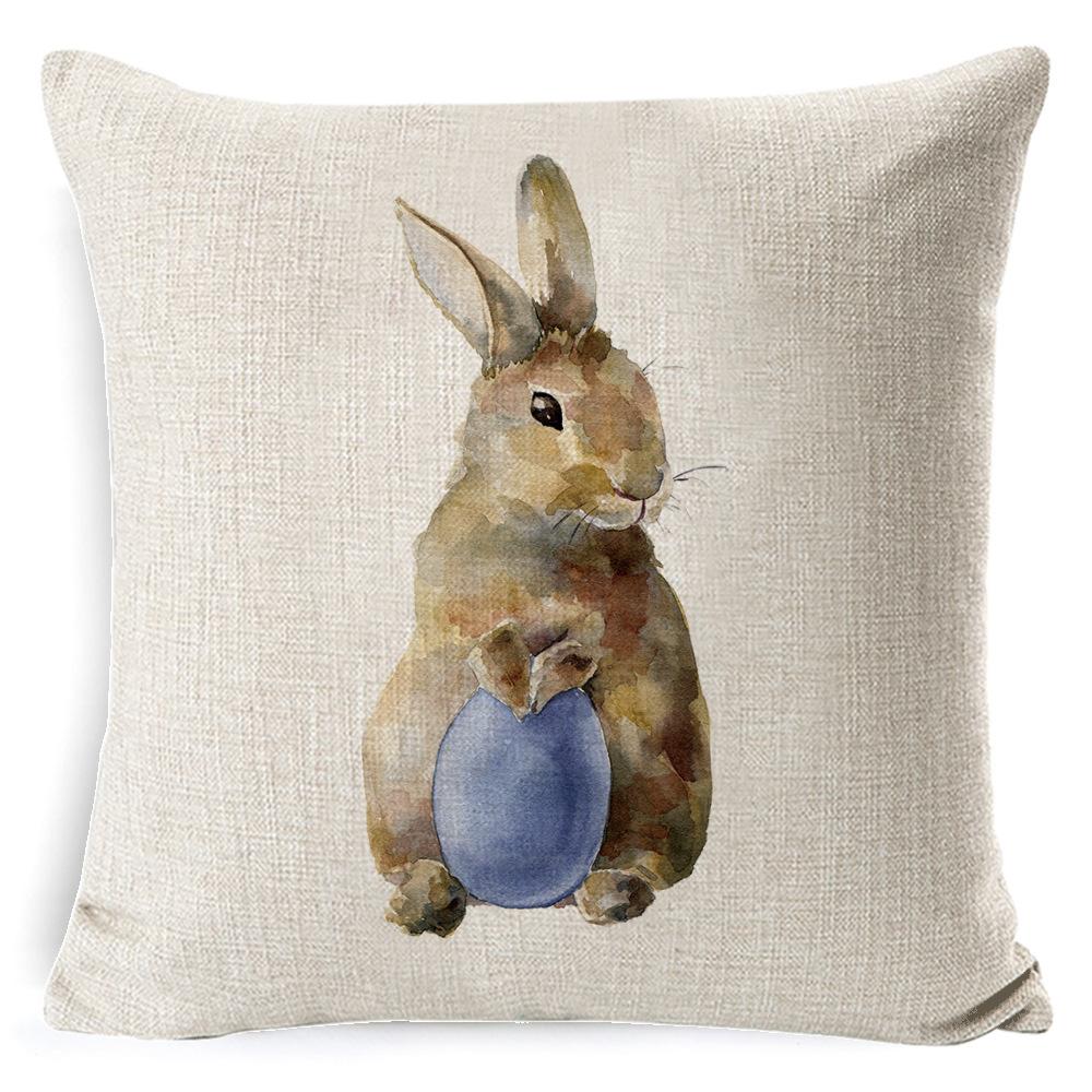 New Digital Printing Easter Theme Pillow Cover Cushion Cover Cute Bunny Truck Animal Pillow Cover