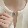 Personalized Fashionable S925 Silver Elongated Stone Necklace Irregular Oval Black Agate Lava Pendant Snake Bone Chain