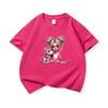 Kids Pure Cotton T Shirt Girl Sitting With Pink Unicorn Print Crew Neck Short Sleeve Tee Casual Boys Girls Summer Tops
