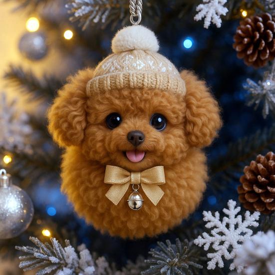 Winter Acrylic Cat Hanging Decoration Christmas Tree Knitted Hat Kitten Dog Rabbit Hedgehog Hanging Ornament Animal Pendant