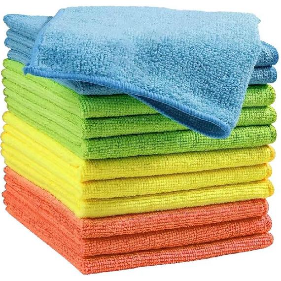 Microfiber Cleaning Cloths (12-Pack), 14" X 14", Ultra Absorbent, Lint-Free, Streak-Free, Reusable, Ideal For Car, Kitchen, Window, And Household