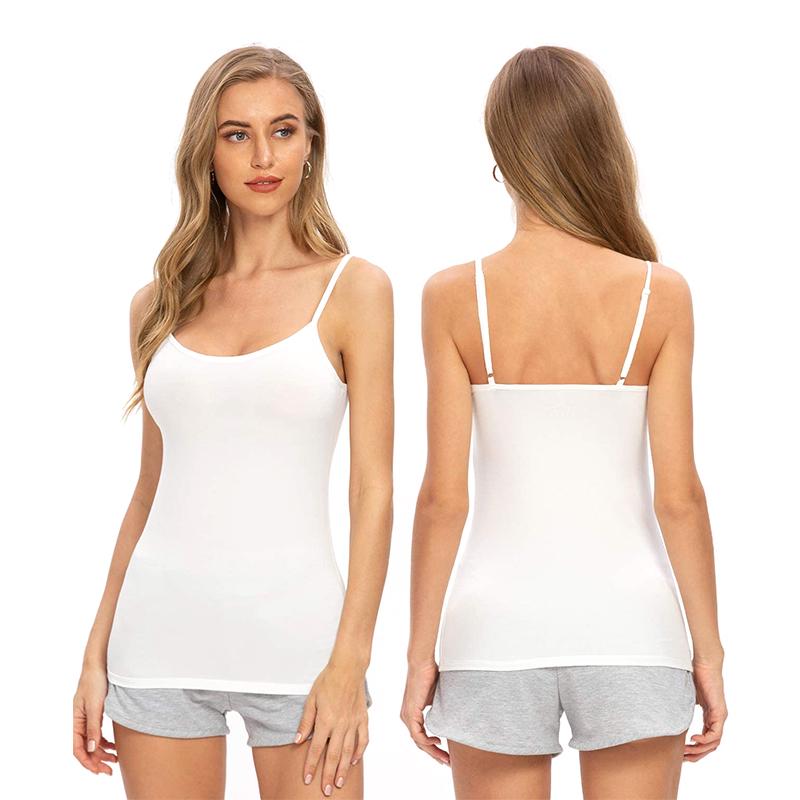 Women's Modal Spaghetti Strap Tank Top with Built-in Bra Pad and Wireless Cups