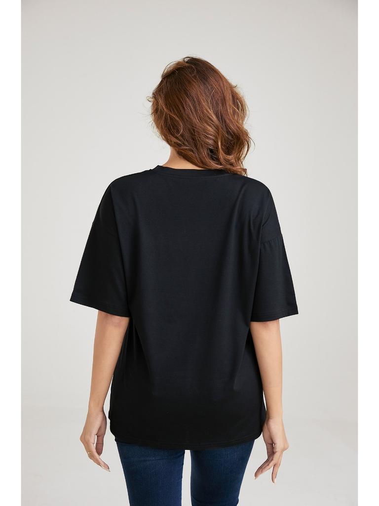 Fashion Colorful Feather Printed Summer Women's Plus Size T-Shirt Women's Casual Round Neck Short Sleeved Tops