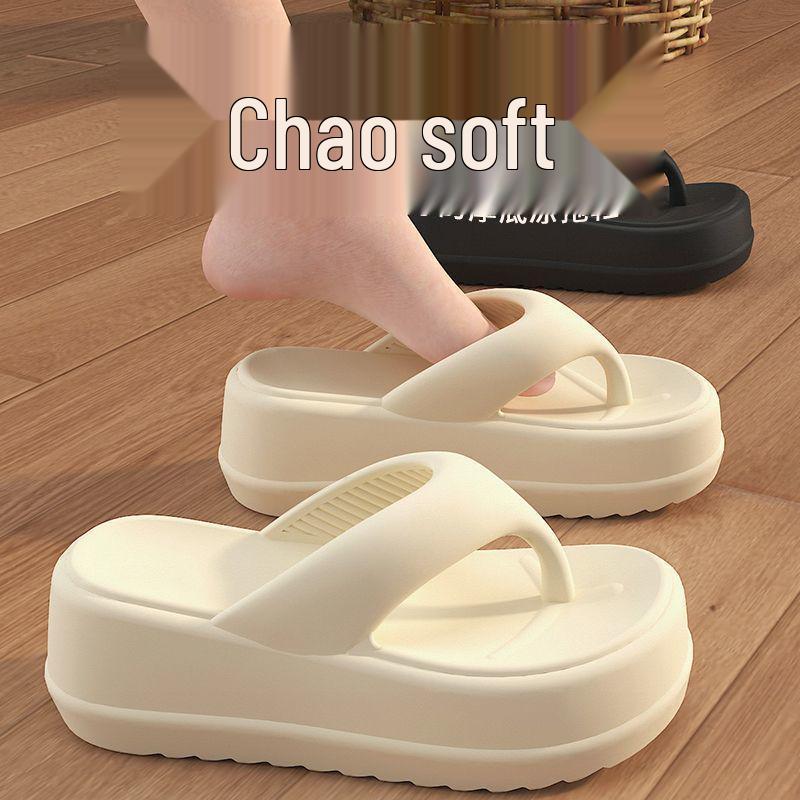 Damen EVA Zehensandalen mit dicker Sohle - 7cm Höhenboost, Rutschfest, Weiche Sohle mit Zehensteg, Perfekt für den Sommer im Freien