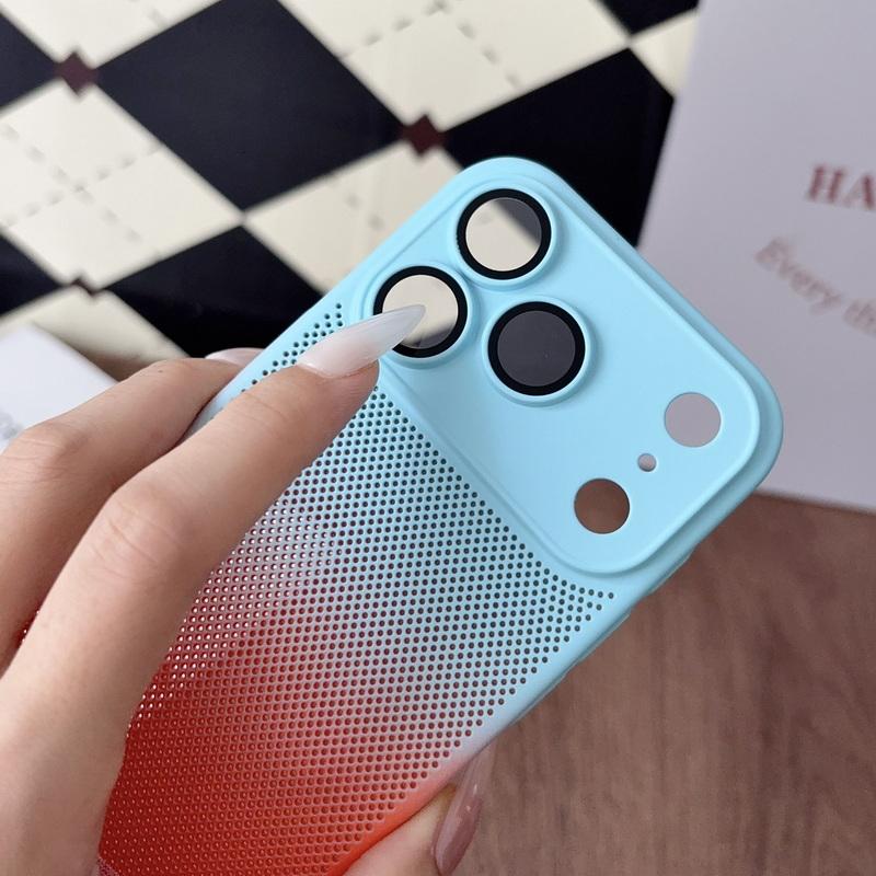Gradient Heat Dissipation Case For iPhone 17 Pro Max 16 15 14 13 Pro Max Lens Protector Shockproof Hard PC Matte Back Cover