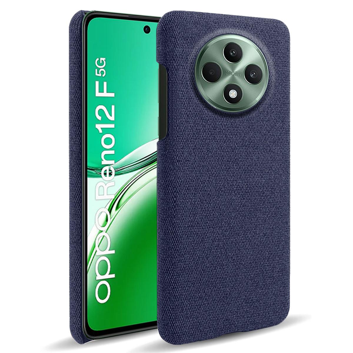 

For Oppo Reno12 F 5G Case Cloth Texture Anti-Scratch Protective PC Phone Cover Blue