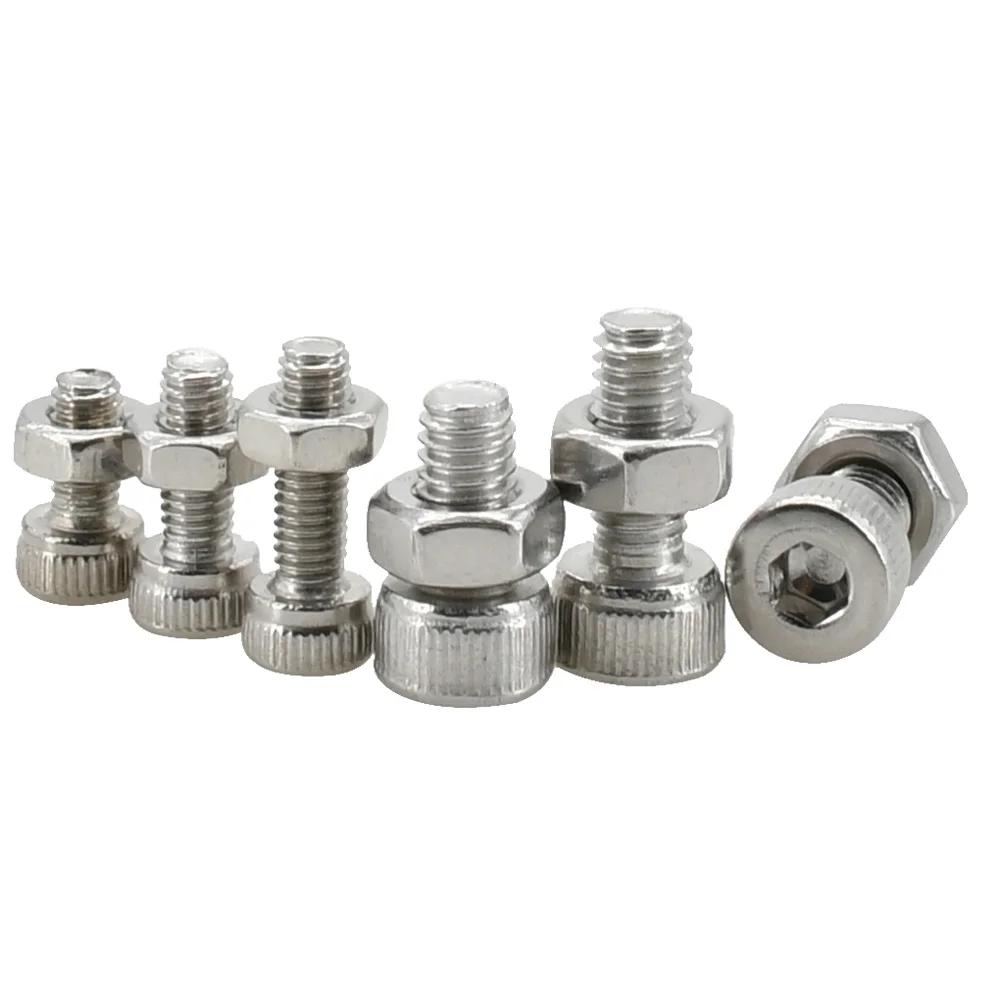304 Stainless Steel Hex Socket Screw Bolt Nut Washer Set M2 M3 M4 M5 M6 Metric Thread Metal Machine Screws Gasket Assortment Kit