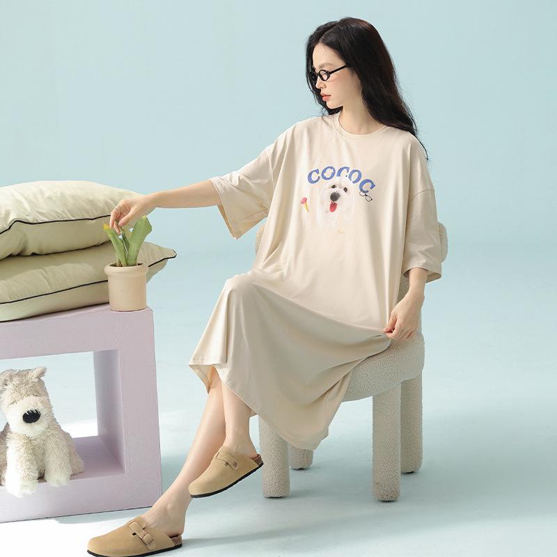 

Женский милый мультяшный пижамный комплект - Топ с коротким рукавом и длинные брюки, Мягкий и удобный для лета XL (60-70 kg)