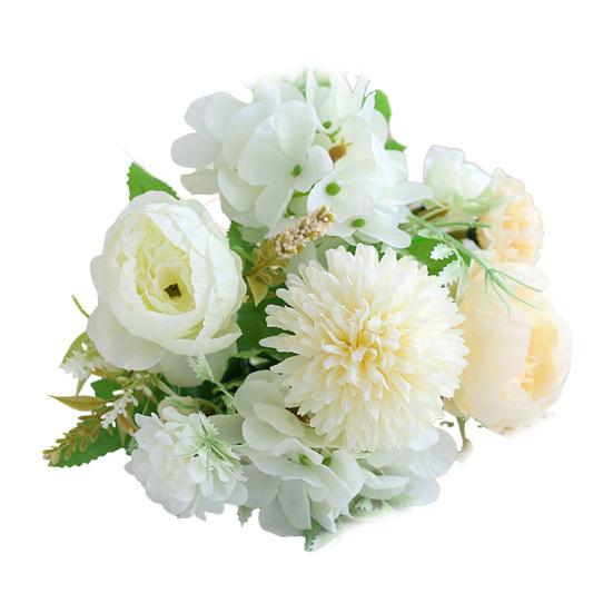 1/5/6Pcs Artificial Rose Bouquet 7 Fork Fake Silk Flower with Green Leaves Home Wedding Party Table Centerpiece Indoor Outdoor Faux Bloom Decoration