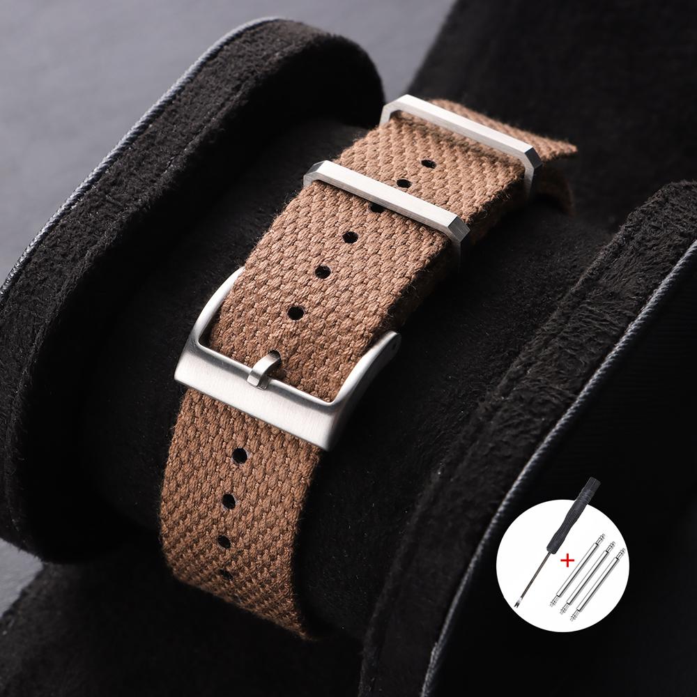 20mm 22mm Geripptes Nylon-Uhrenarmband Bequeme Armbänder Schlaufe Militärisch Waschbares Armband für Herren Uhrenarmbänder Uhrenzubehör