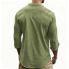Cotton Linen Hot Sale Men's Long-Sleeved Shirts Summer Solid Color Stand-Up Collar Casual Beach Style Plus Size