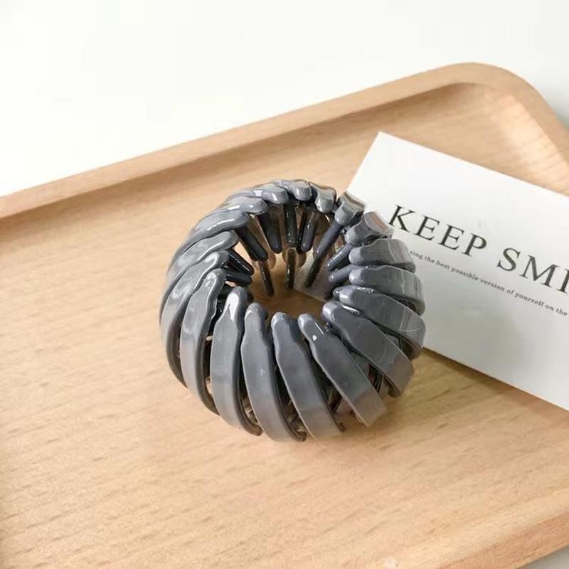 Pince à cheveux chignon en forme de nid d'oiseau en plastique extensible vintage géométrique pour faire des chignons, pinces à cheveux, support queue de cheval pour filles