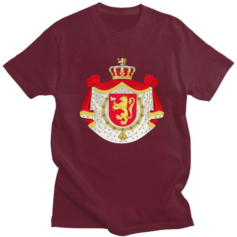 Custom Coat Of Arms Of Norway T Shirts Men Pure Cotton Tee Tops Norwegian Flag Tshirt Short Sleeve Casual Tshirt Clothing