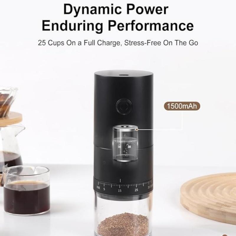 38-Grade Adjustable Electric Coffee Grinder - Ceramic Burr with One-Touch Operation, USB-C Fast Charging & Long-Lasting Battery for Espresso/Pour Over