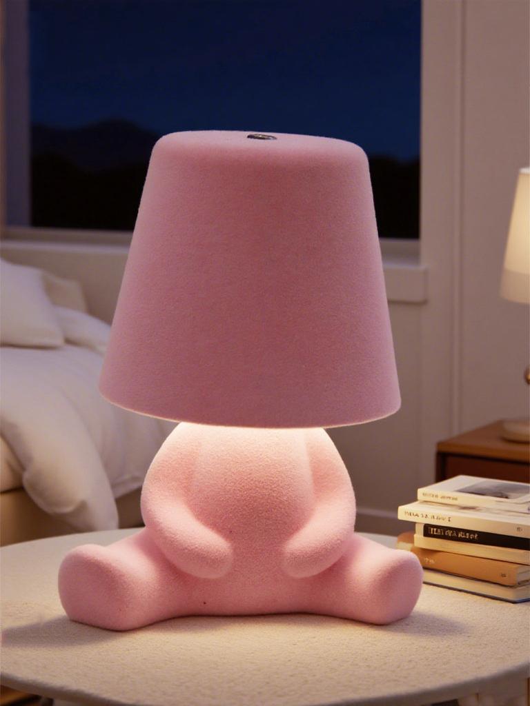 Bedside Touch Table Lamp, Creative Small Silver Man Decorative Thinking Man Statue LED Table Lamp, USB Rechargeable 3 Levels Bri