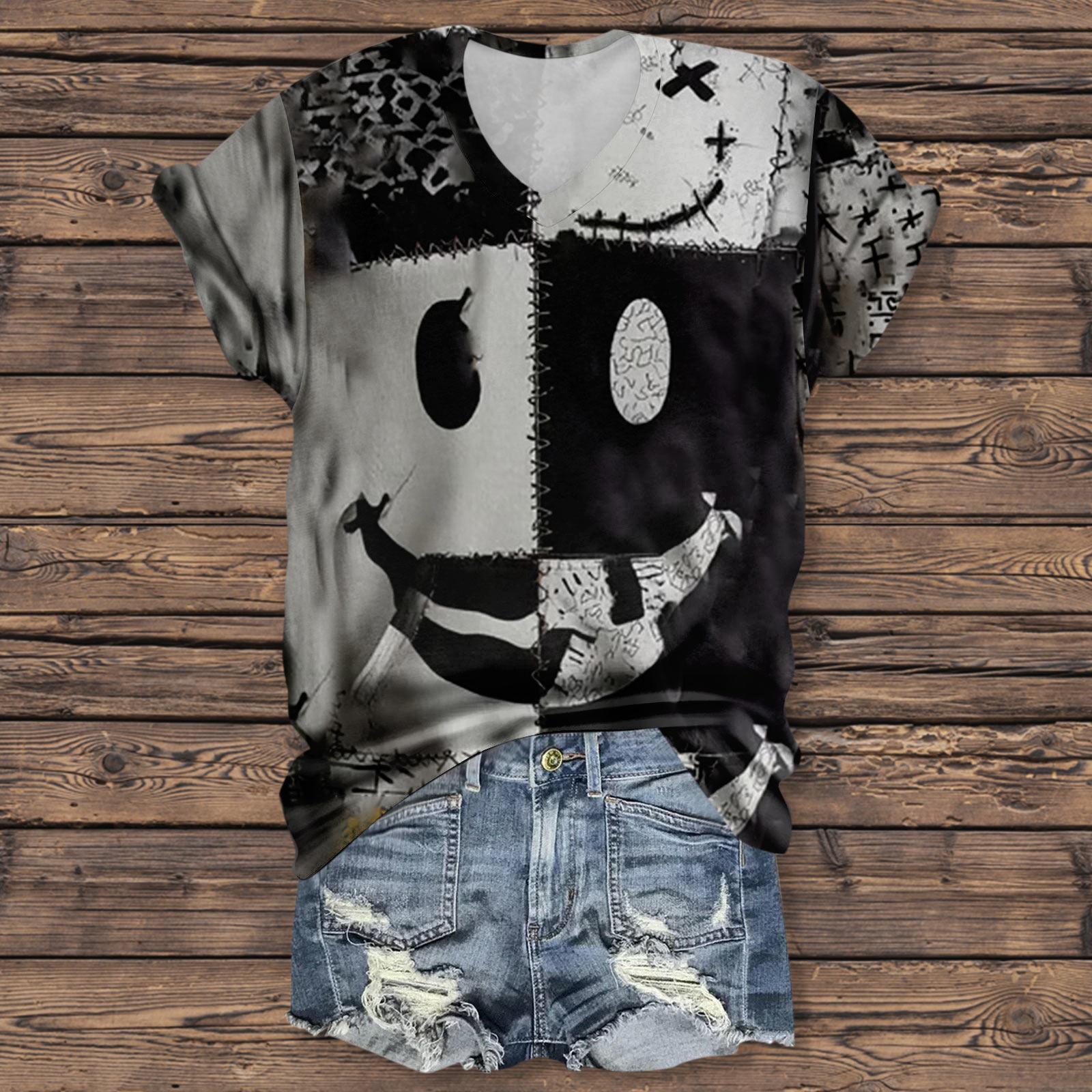 

Женская мода повседневная рубашка с рукавом три четверти и принтом букв на Хэллоуин M