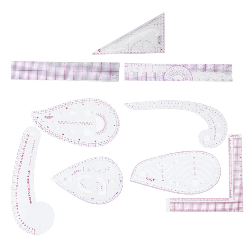 

9Pcs Set Sewing Ruler Set Multifunctional Curve Stick Tailor Measuring Accessories