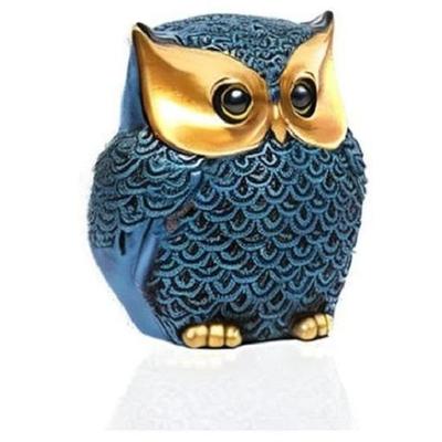 Modern Classy Lucky Owl Resin Art Figure Showpiece (Blue), 1 Piece