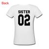 Women Fashion Summer Casual Best Friends T Shirt Sister 01 Sister 02 Tees Shirt Short Sleeve