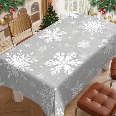 Winter Gray Snowflakes Pattern Tablecloth For Table Decor Winter Xmas Holiday Kitchen Dining Table Cloth Christmas Decorations