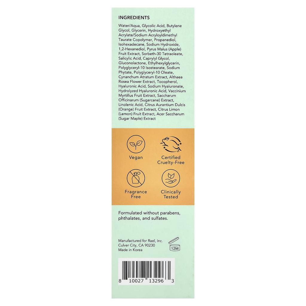 Rael Exfoliant Triple Acide Éclaircissant Miracle Clear, Sans Parfum, 50ml (1,7 fl oz)