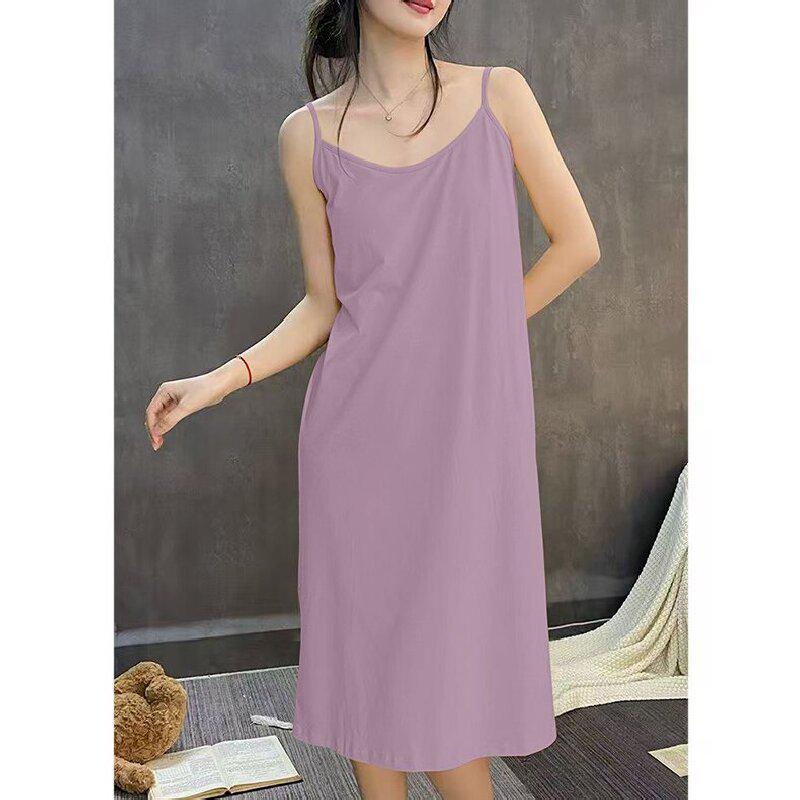 

Женское ночное платье с круглым вырезом и встроенным бюстгальтером, повседневная майка, домашняя одежда, имитация хлопка, трансграничный стиль Юго-Восточной Азии One Size (M-2XL)