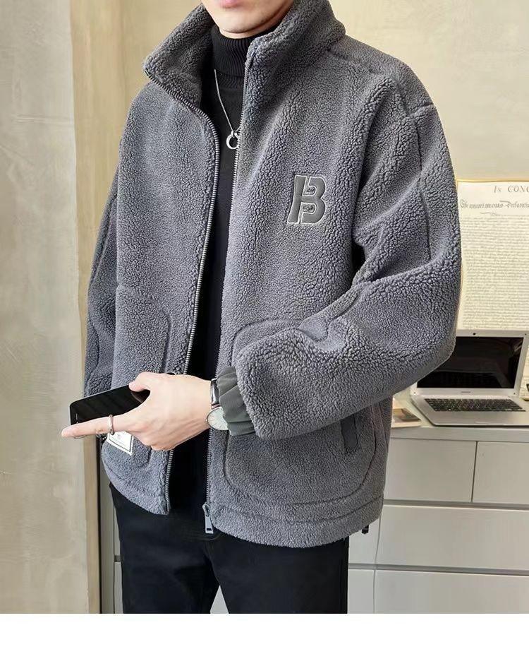 Winter Lamb Wool Cotton Coat With Thick Wool Jacket For Men