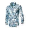 Herren S Langarm Floralprint Slim Fit Umlegekragen Freizeithemd