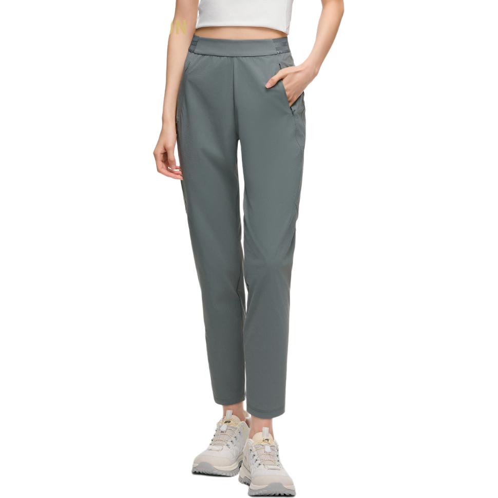 Anta Champion All-Weather Series Solid Color Mid-Rise Breathable Casual Pants Women Pants Mica-Gray 162420303-1