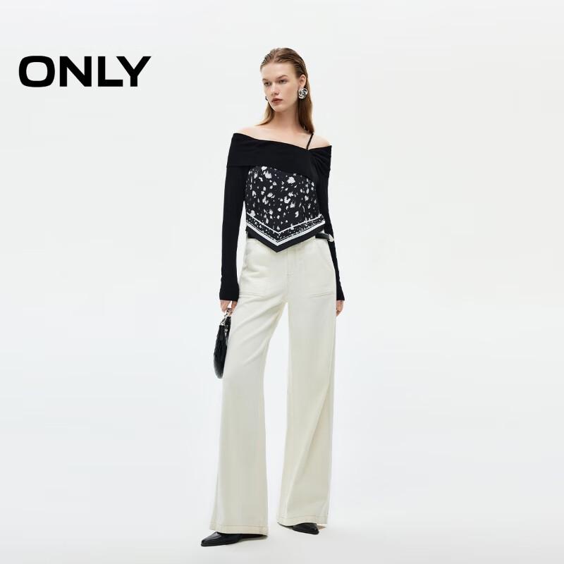 ONLY Women's One-Shoulder Knit Patchwork Crop Top