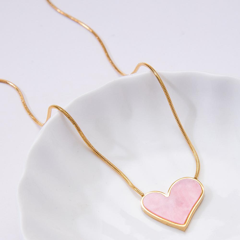 Minimalistisches Herz-Halsketten - Damen Europäische & Amerikanische Mode, Nicht verblassender Titanstahl Schmuck Zubehör