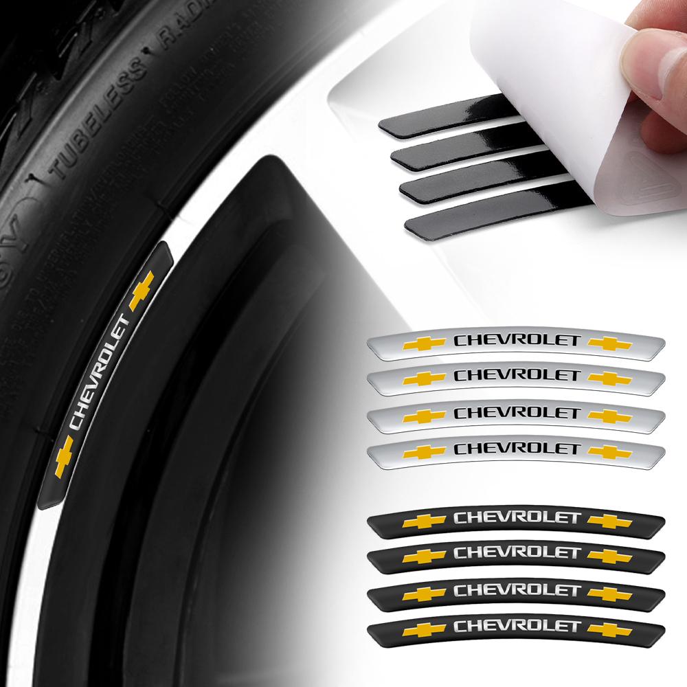 4pcs 3D Styling Auto Wheel Rims Brow Aluminum Stickers Car Accessory For Chevrolet Cruze Colorado Spark Captiva Malibu Trax Aveo