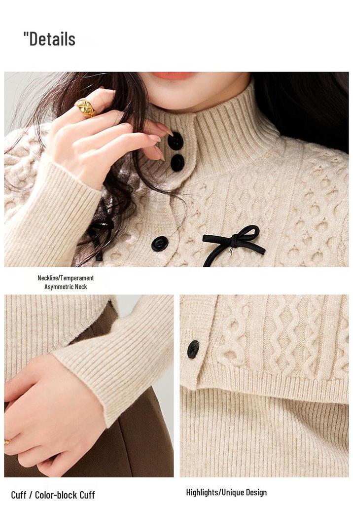 Red High Neck Patchwork Sweater & Skinny Knitwear Two-Piece Set, 2026 Lazy Style