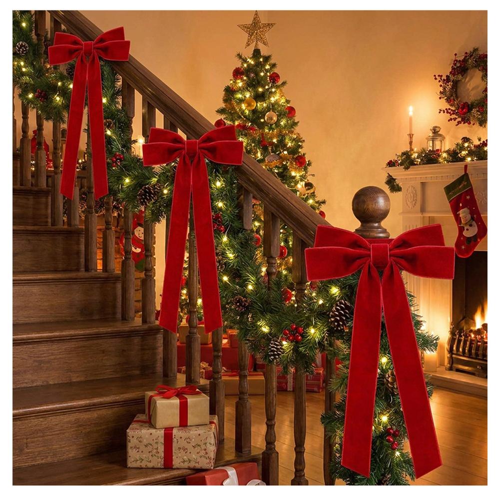 Luxurious Texture Christmas Bow Tieback Graceful Long Ribbon Secure Fastener Included Festive Curtain Tiebacks