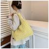 Wrinkle Design Nylon Bucket Bag Open Top Shoulder Crossbody Purse for Women