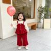 Koreanischer Strick-Zweiteiler für Mädchen: Frühlings-/Herbst-Oberteil- und Hosen-Set für kleine/mittlere Kinder