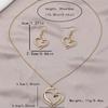 Women's Jewelry Set Double Heart-Shaped Glass-Inlaid Rhinestone Necklace and Earring Set Suitable for Daily Wear and Holidays Without Box