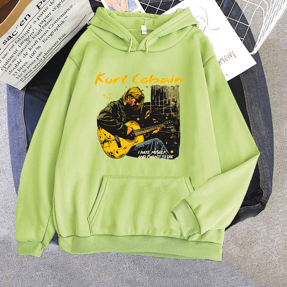 Autumn Kurt Cobain Hip Hop Sweatshirts for Men Popular Characters Long Sleeve Oversized Hoodies All-Match Clothes Grunge Outfits