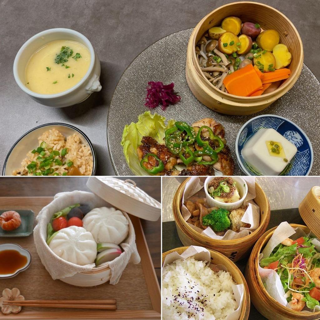 Hist Bamboo Steamer Lid 2 with Steaming Stand and Stainless Steel Pot Chinese 20 Steaming Sheets Home Commercial Use Steaming Plate Set, 18cm, 2-Tier
