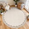 Circular Round Area Rug Boho Style Living Room Decor Neutral Beige Natural Jute Texture Farmhouse Circular Area Carpet Mat for B