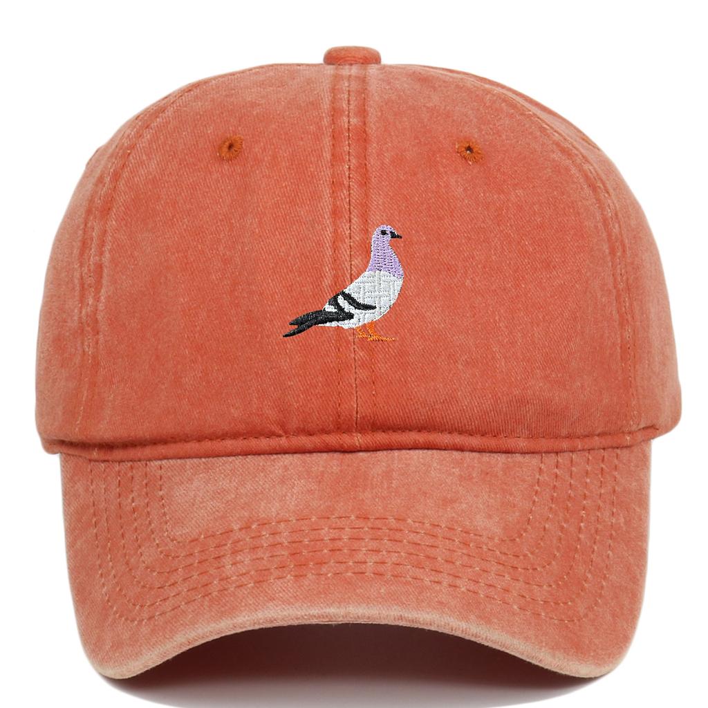2024 Spring New Pigeon Embroidery Washed Sunscreen Sun Cap Men's and Women's Outdoor Sports Fishing Shade Baseball Cap