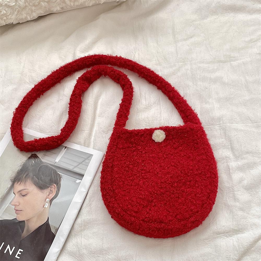 2 cute eggshell bags Macaron plush oval cute little crossbody shoulder bag underarm bag