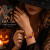 Acrylic Pumpkin Wrist Jewelry Halloween Charm Bracelets for Women, Cute Spooky Cat Ghost Castle Pendant Holiday Costume Accessory Bracelet, Adjustable