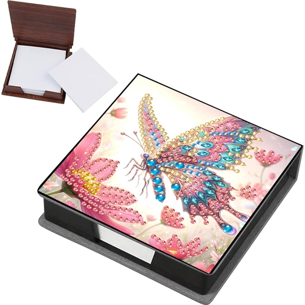 PU Animals Gem Painting Memo Pad Holder Mosaic Kit Flowers Rhinestones Post It Dispenser Animals & Flowers for Home Office