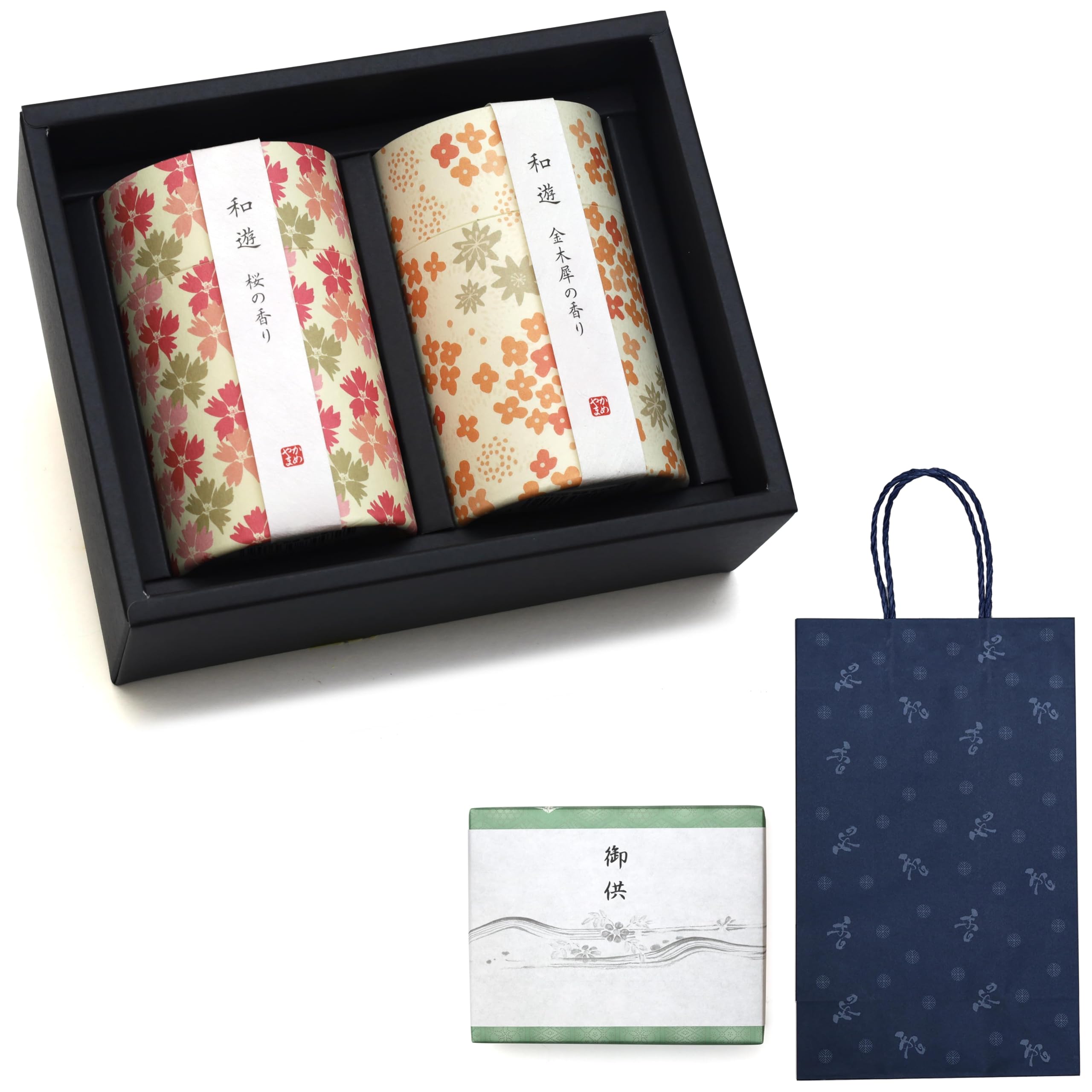 

Sympathy Incense Gift [Cylindrical Wayu Incense, Two Types, Sandalwood, with Outer Wrapping and Carry Bag] Made in Japan, Low Smoke, Gift-Giving