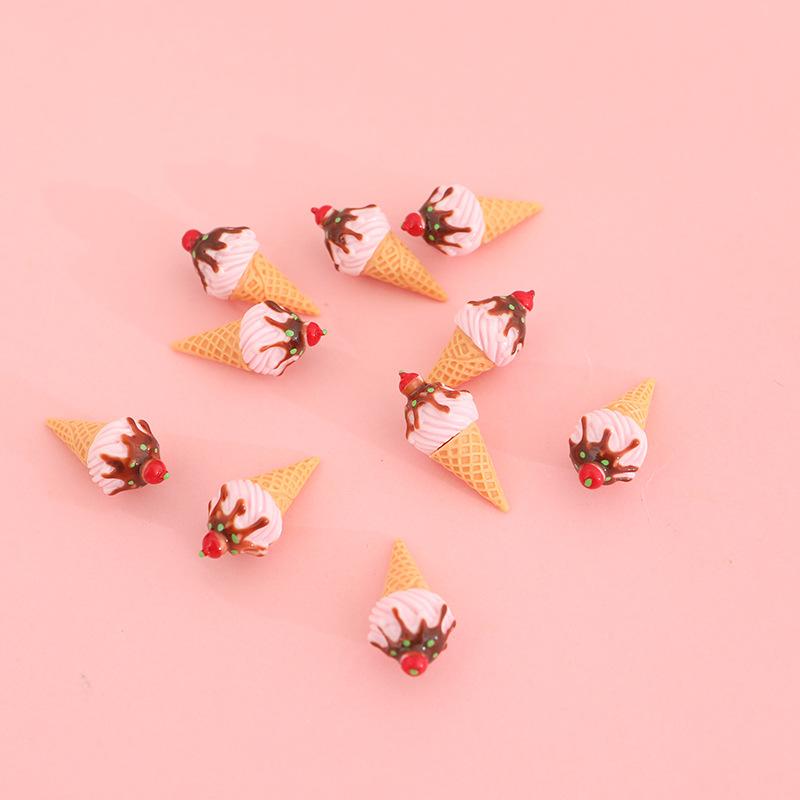 

[JN] 6 PCS Cute Dollhouse Miniature Kitchen Food Toy Jam Ice Cream Cone Model Home Decor Kid Play Toy Micro