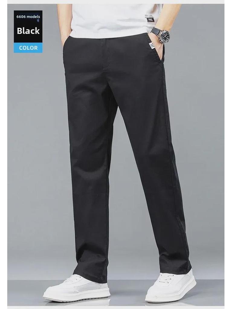 Sommer 2025 Herren Dünne Baumwolle Lässige Hose mit geradem Bein und elastischem Bund - Große Größe