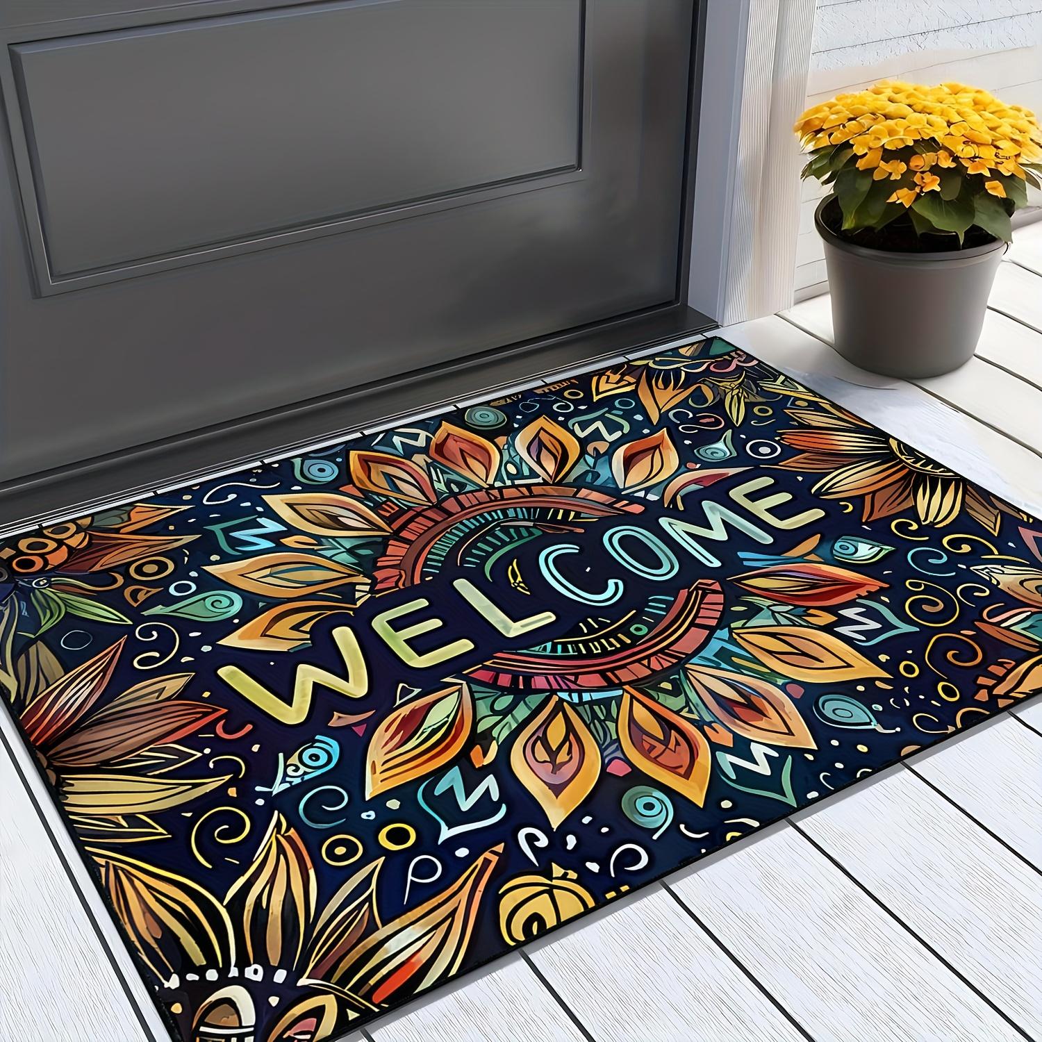 

Floral Butterflies Welcome Doormats Entrance Non Slip Floor Mats Carpet Home Decor Indoor Outdoor Use Retro Home Decoration Rugs 50X80CM